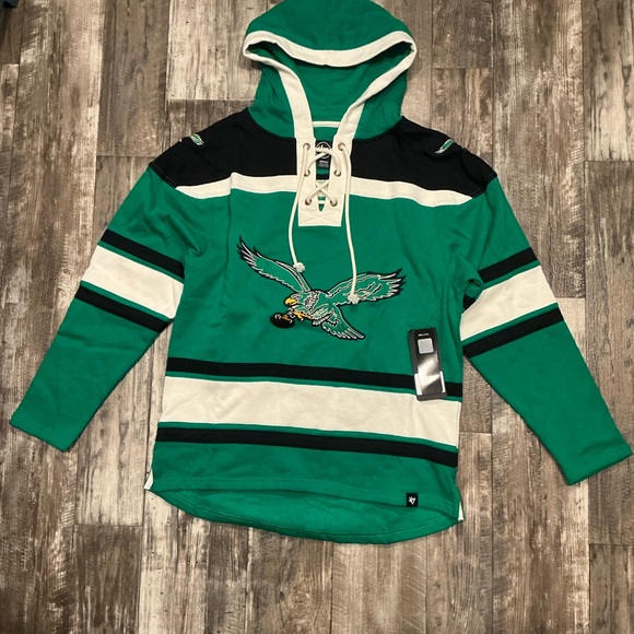 47 Brand Green and Black Hooded Sweatshirt Size Medium - Picture 16 of 16